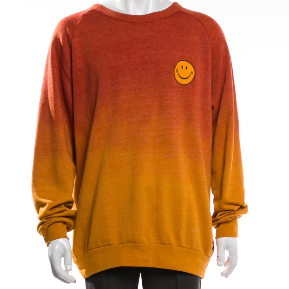 Aviator Nation Orange Fade Smiley Crew - Size L - Rare